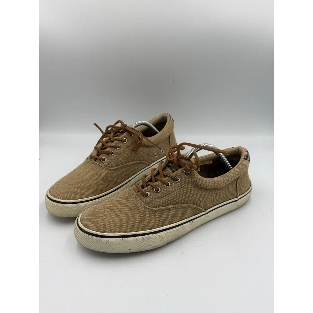 Sperry Men's Striper II CVO Canvas Hemp Sneakers Men's Size 10 Taupe Lace Up